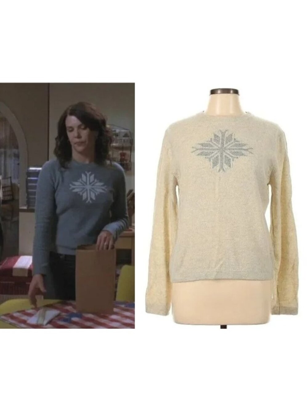 GILMORE GIRLS LORELEI Snowflake Lambswool Sweater Alt Color RARE BOHO Y2K